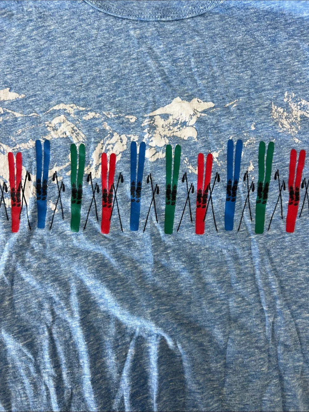 4/$12 Crewcuts Boys Blue Heather Ski Graphic Long Sleeve T-Shirt Size 6-7